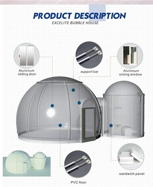 Outdoor Camping Transparent Bubble House 5M Hot Yoga Clear Desert Dome Tent